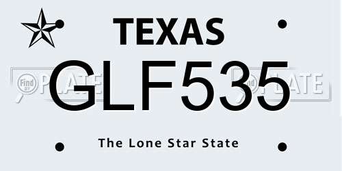 GLF535 Texas License Plate