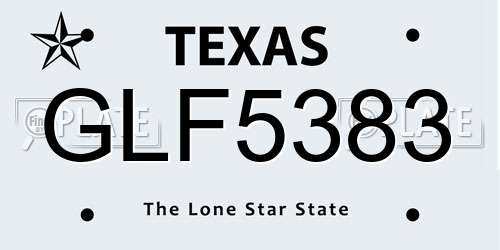 GLF5383 Texas License Plate