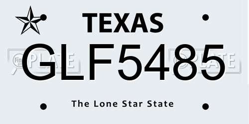 GLF5485 Texas License Plate