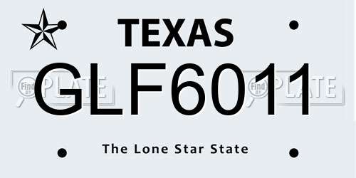 GLF6011 Texas License Plate