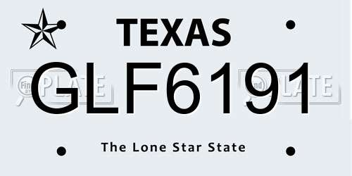 GLF6191 Texas License Plate