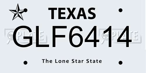 GLF6414 Texas License Plate