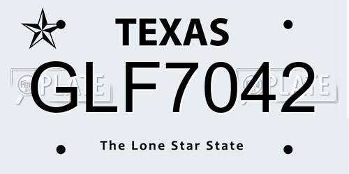 GLF7042 Texas License Plate