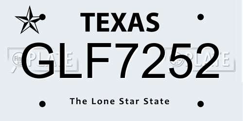 GLF7252 Texas License Plate