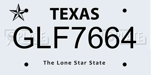 GLF7664 Texas License Plate
