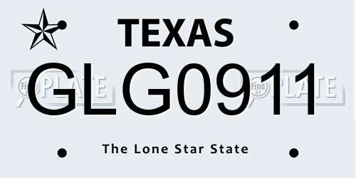 GLG0911 Texas License Plate