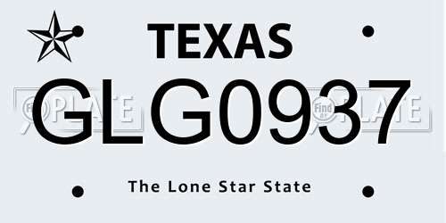 GLG0937 Texas License Plate