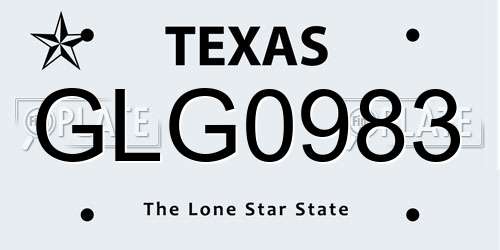 GLG0983 Texas License Plate