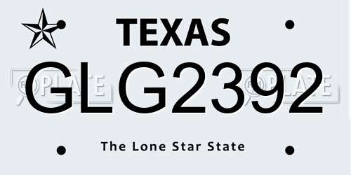 GLG2392 Texas License Plate