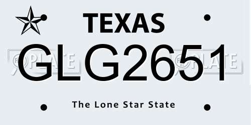 GLG2651 Texas License Plate