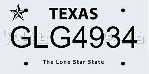 GLG4934 Texas License Plate