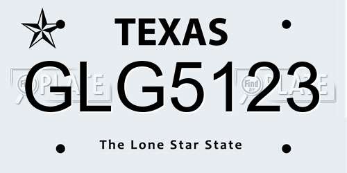GLG5123 Texas License Plate