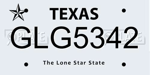 GLG5342 Texas License Plate