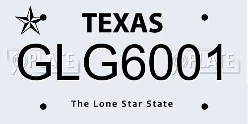 GLG6001 Texas License Plate