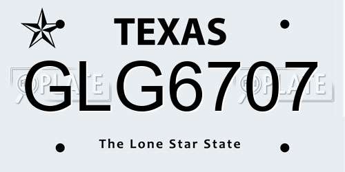 GLG6707 Texas License Plate