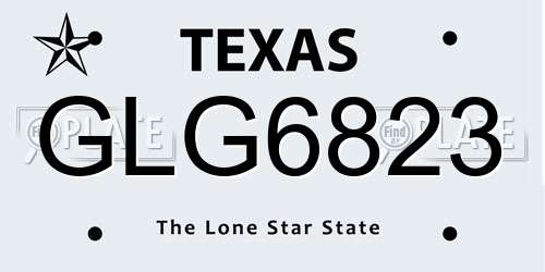 GLG6823 Texas License Plate