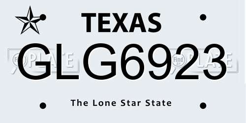 GLG6923 Texas License Plate