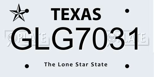 GLG7031 Texas License Plate