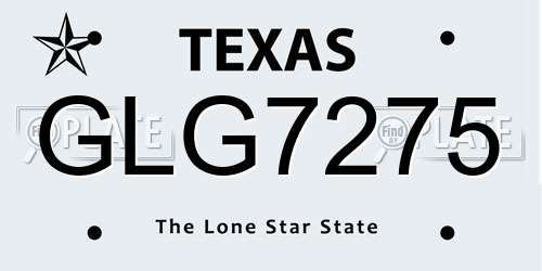 GLG7275 Texas License Plate
