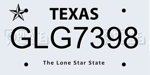 GLG7398 Texas License Plate