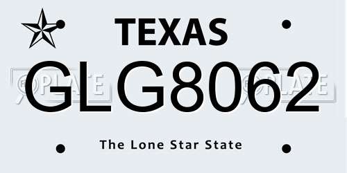 GLG8062 Texas License Plate
