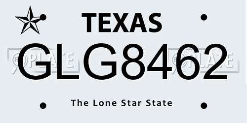 GLG8462 Texas License Plate