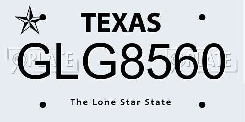 GLG8560 Texas License Plate