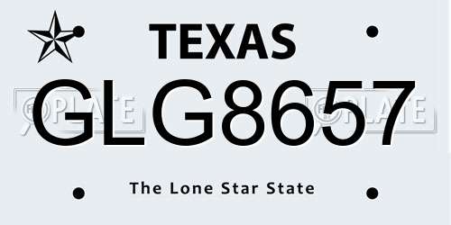 GLG8657 Texas License Plate