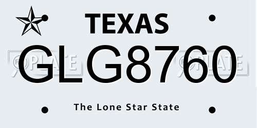 GLG8760 Texas License Plate