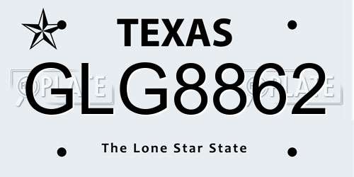 GLG8862 Texas License Plate