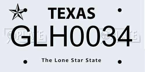 GLH0034 Texas License Plate