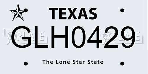 GLH0429 Texas License Plate