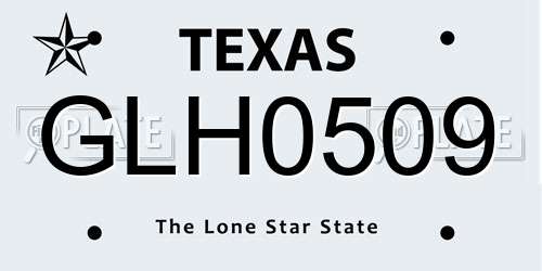 GLH0509 Texas License Plate