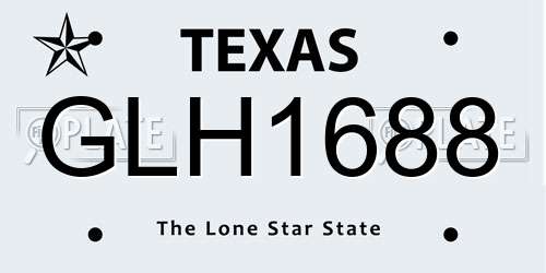 GLH1688 Texas License Plate