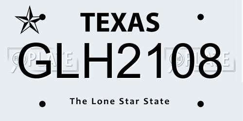 GLH2108 Texas License Plate