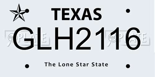 GLH2116 Texas License Plate
