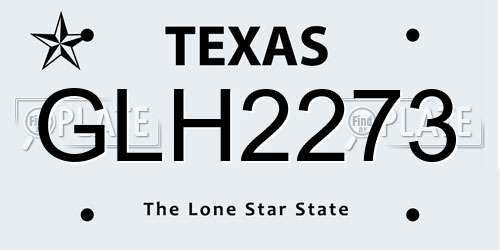 GLH2273 Texas License Plate
