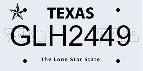 GLH2449 Texas License Plate