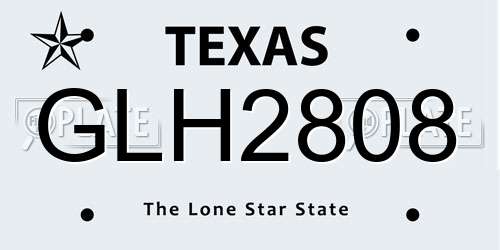 GLH2808 Texas License Plate