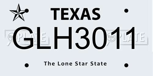GLH3011 Texas License Plate