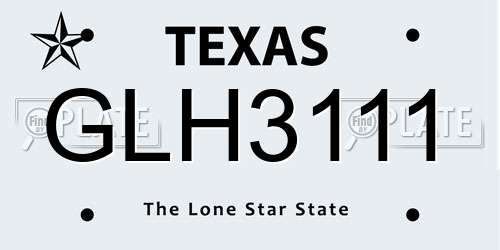 GLH3111 Texas License Plate