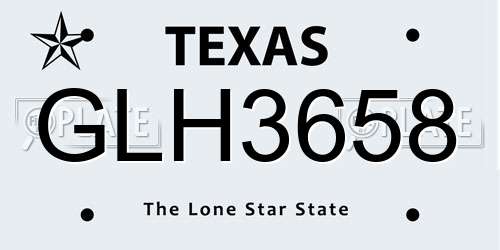 GLH3658 Texas License Plate