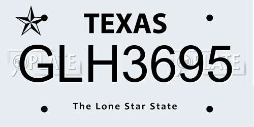 GLH3695 Texas License Plate