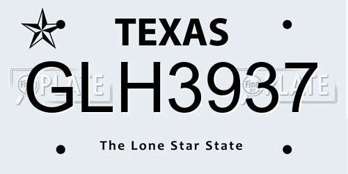 GLH3937 Texas License Plate