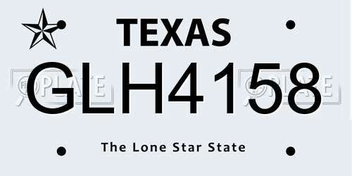 GLH4158 Texas License Plate
