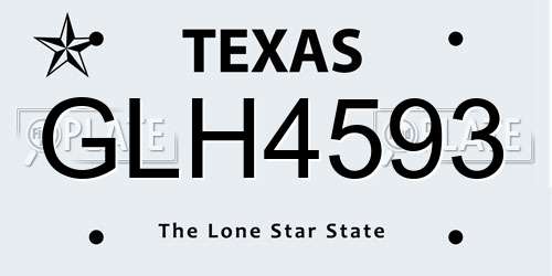 GLH4593 Texas License Plate