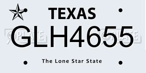 GLH4655 Texas License Plate