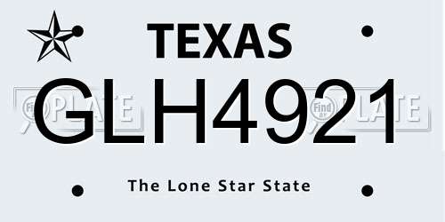 GLH4921 Texas License Plate