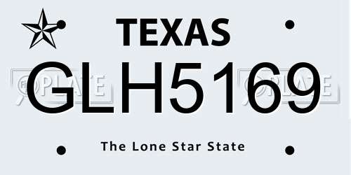 GLH5169 Texas License Plate
