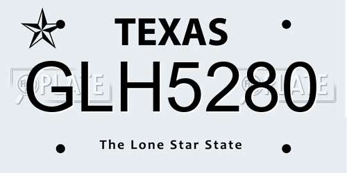 GLH5280 Texas License Plate